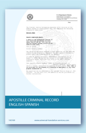 Apostille criminal record translation USA to Spanish