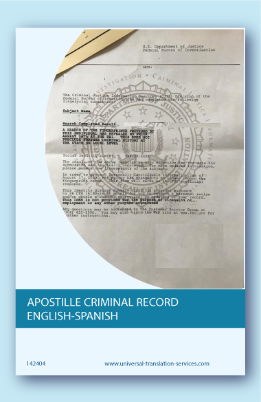 Apostille criminal record translated from English to Spanish