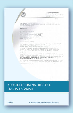 Apostille criminal record translated from English to Spanish