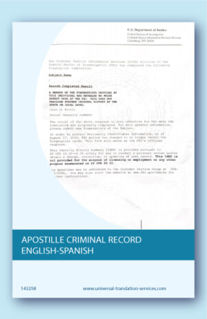 Apostille criminal record translated from English to Spanish