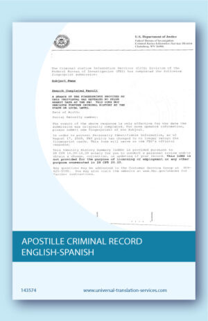 Apostille criminal record translated from English to Spanish